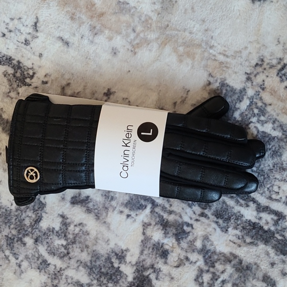 Calvin Klein Black Leather Gloves